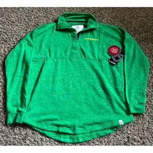NEW Oregon Ducks Colosseum Women's 1/4 Button-Up Sweater Stitched (Small)